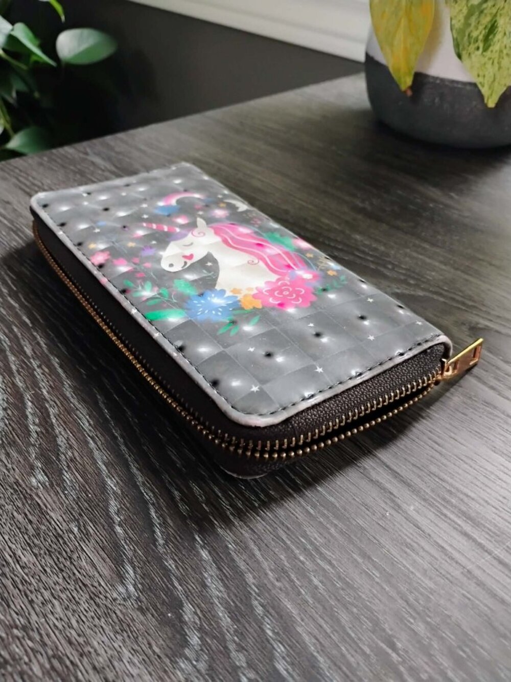 Unicorn Full Sized Zippered Wallet Holographic Print
